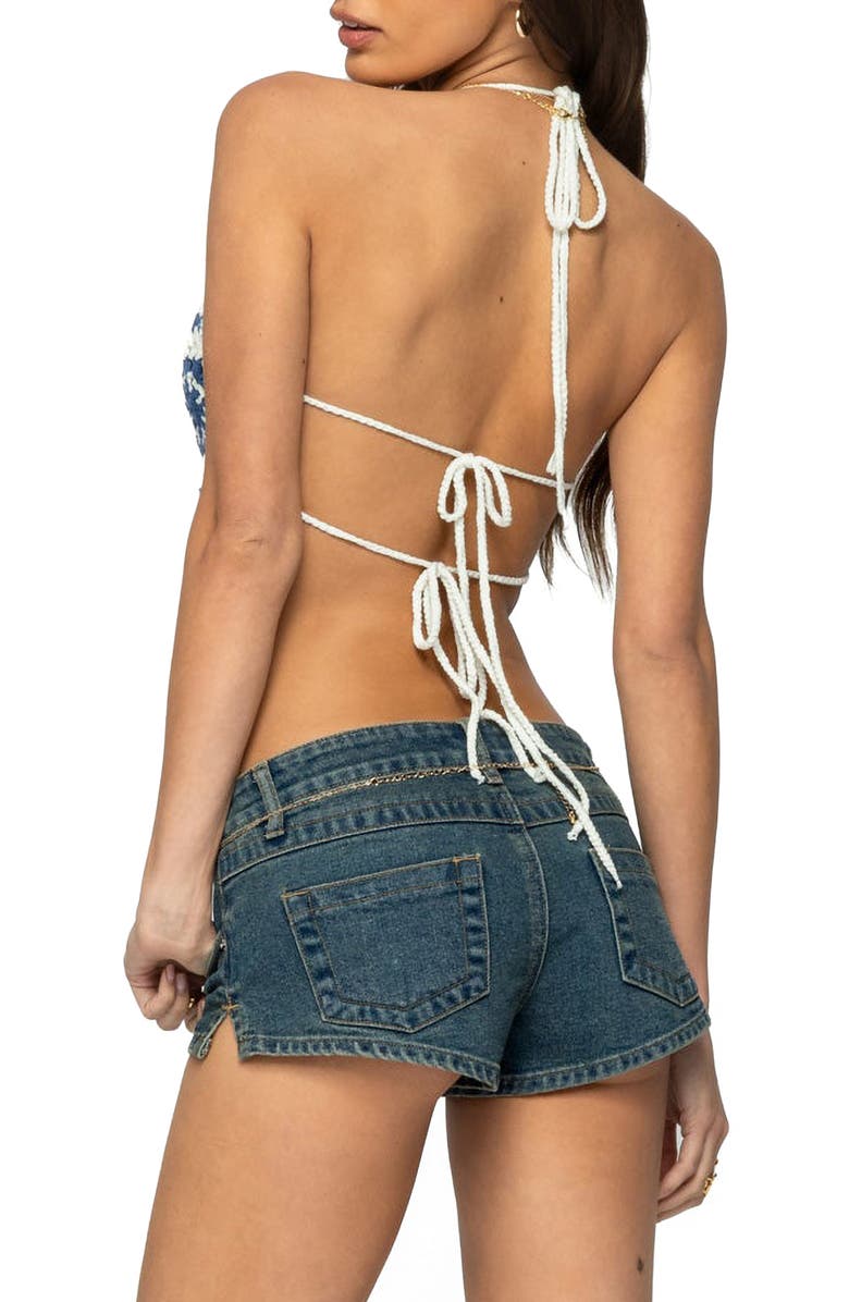 EDIKTED Naia Crochet Top, Alternate, color, Blue-And-White