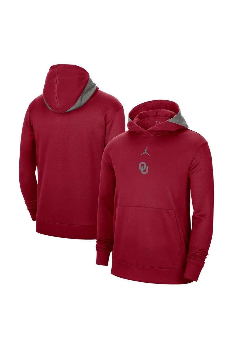 Jordan Brand Men's Jordan Brand Crimson Oklahoma Sooners Team Basketball Spotlight Performance Pullover Hoodie, Main, color, 