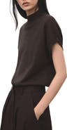 MANGO Metallic Mock Neck Short Sleeve Sweater