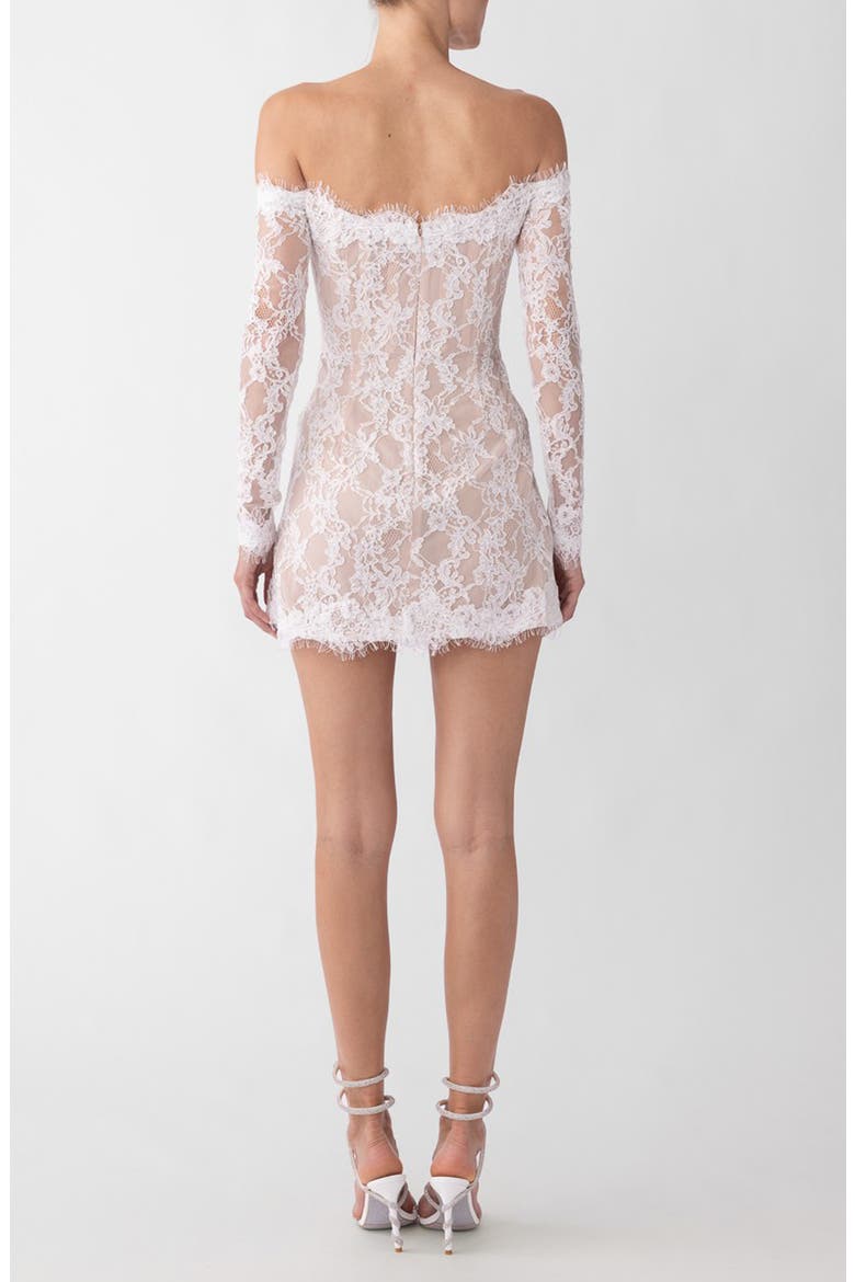 Rachael Off the Shoulder Lace Minidress, Alternate, color, WHITE