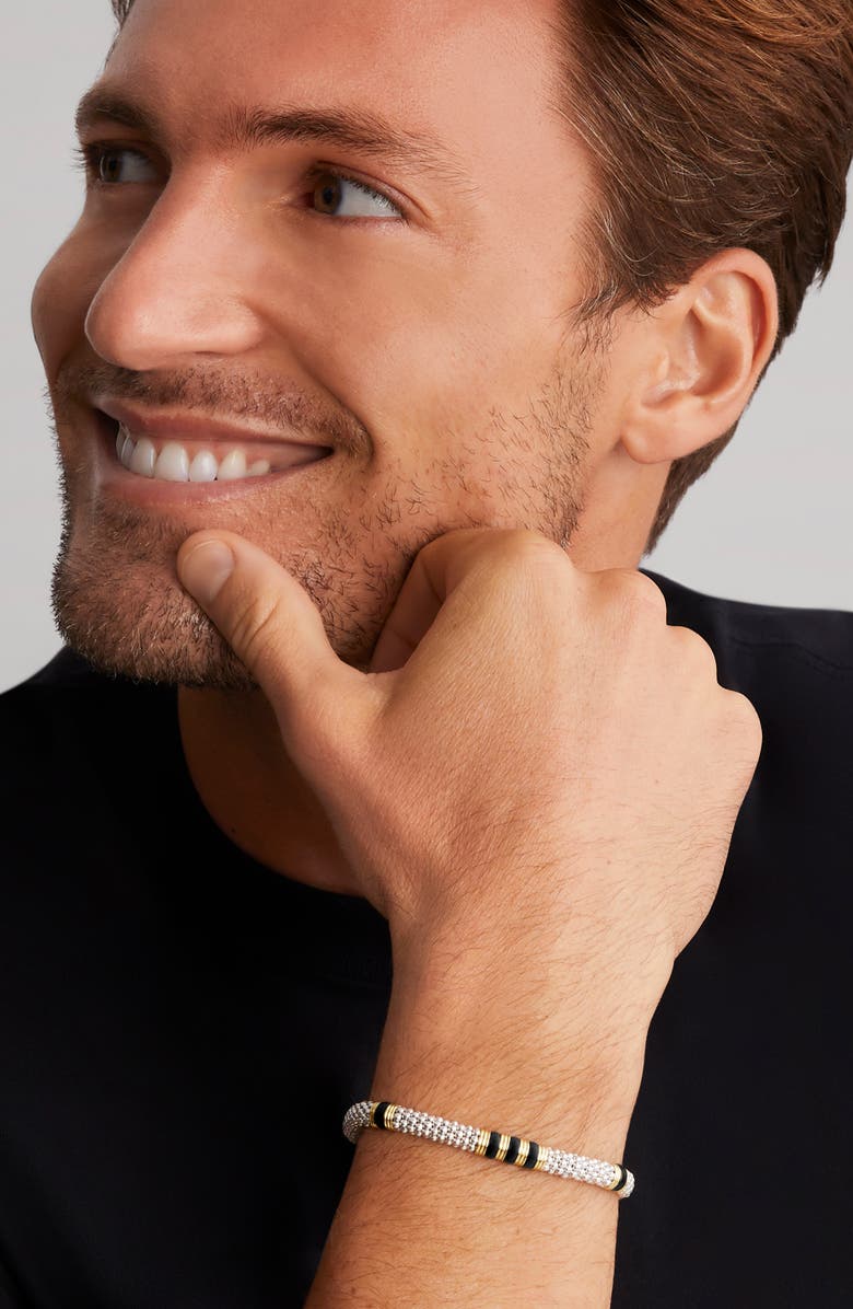 LAGOS Men's Black Caviar Triple Station Caviar Bracelet, Alternate, color, Black