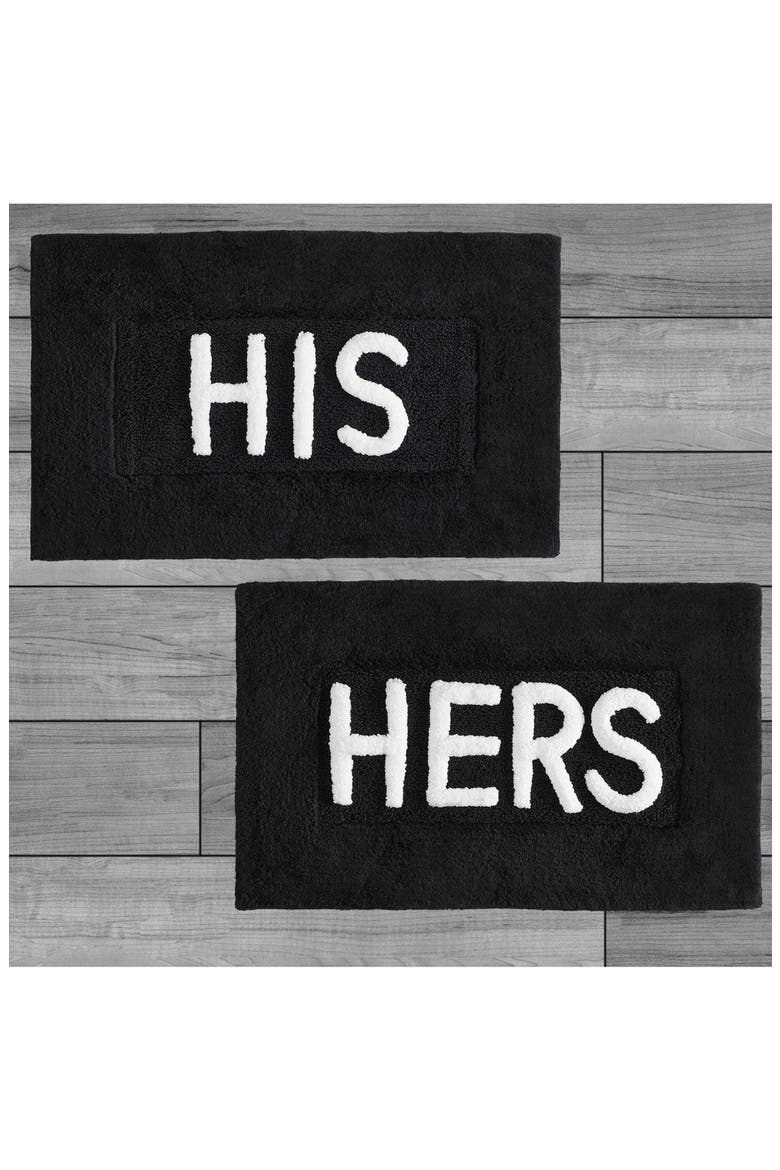 His & Hers 2-Piece Bath Mat Set, Alternate, color, BLACK
