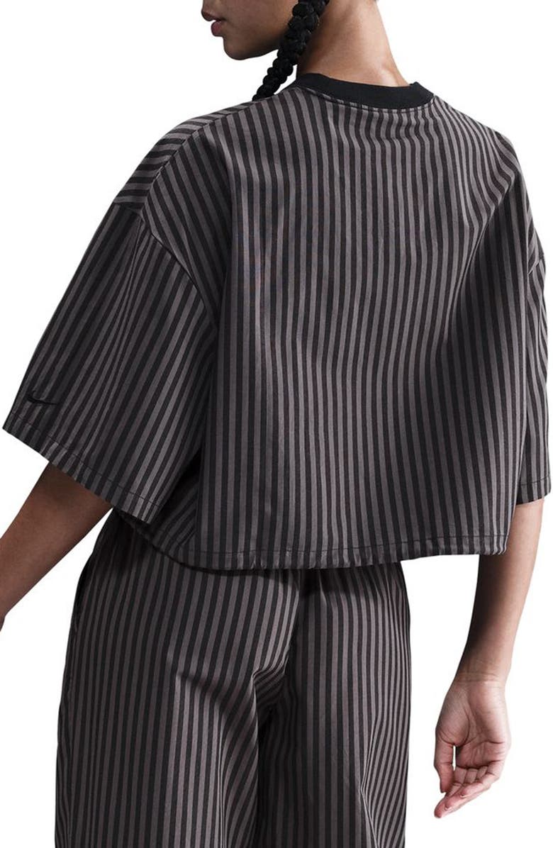 Nike Sportswear Stripe Cotton Poplin Shirt, Alternate, color, Black/ Thunder Grey/ Black