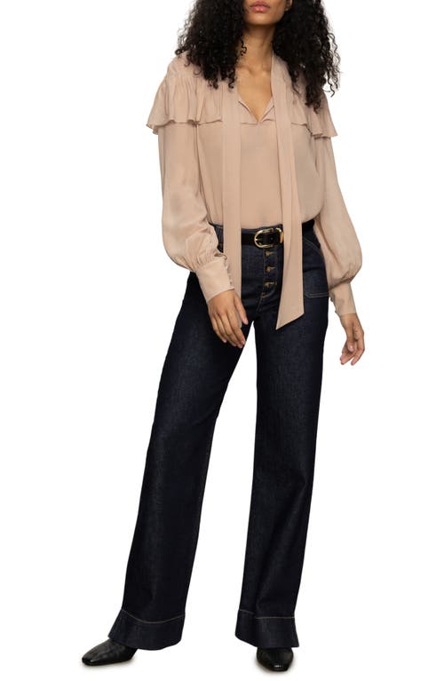 Sanctuary Fade Into You Ruffle Georgette Top In Brown