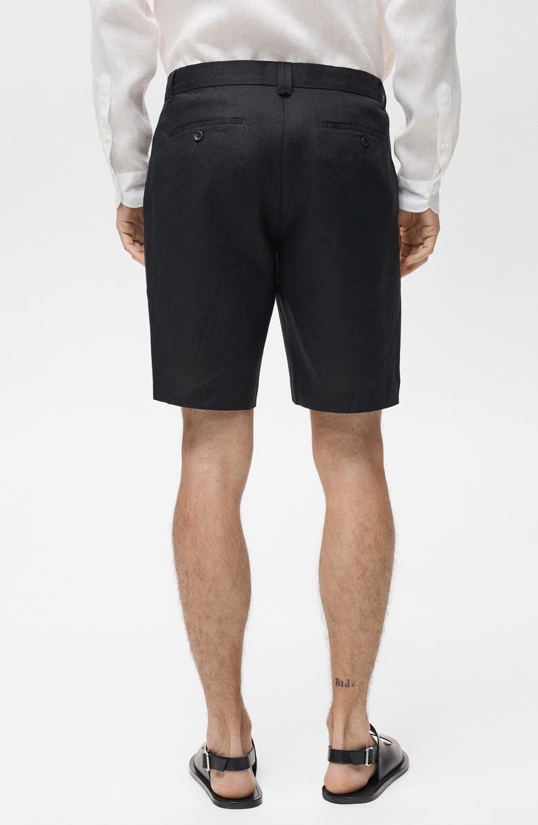 MANGO Slim Fit Flat Front Linen Bermuda Chino Shorts, Alternate, color, 