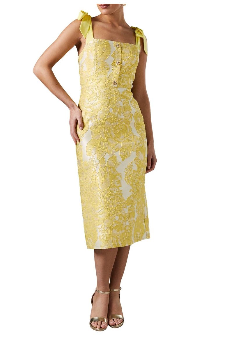 Coast Jacquard Pencil Midi Dress, Alternate, color, Yellow