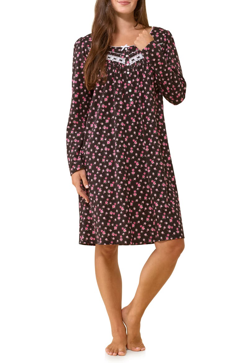 Cotton Jersey Nightgown, Main, color, BLKGRD FLR