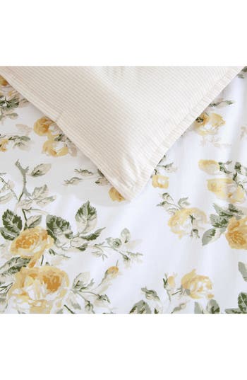 Laura Ashley Roses 7-piece Cotton Comforter Set In Gold/green