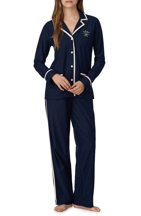 Notch Collar Cotton Pajama Set