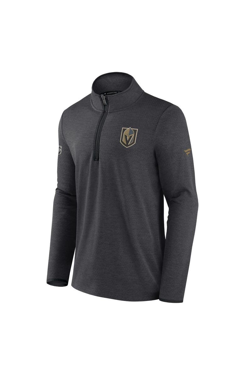 FANATICS Men's Fanatics Branded Heather Charcoal Vegas Golden Knights Authentic Pro Rink Quarter-Zip Jacket, Alternate, color, 