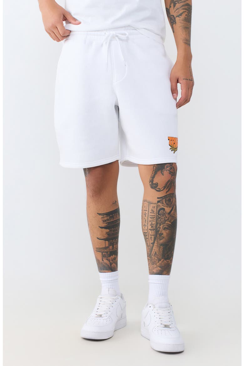 Balloon Graphic Fleece Shorts, Main, color, OPTIC WHITE