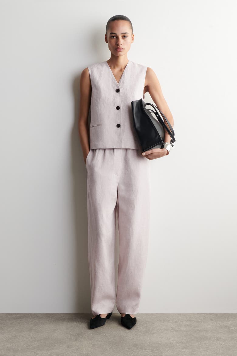 Linen Vest, Alternate, color, LIGHT PINK