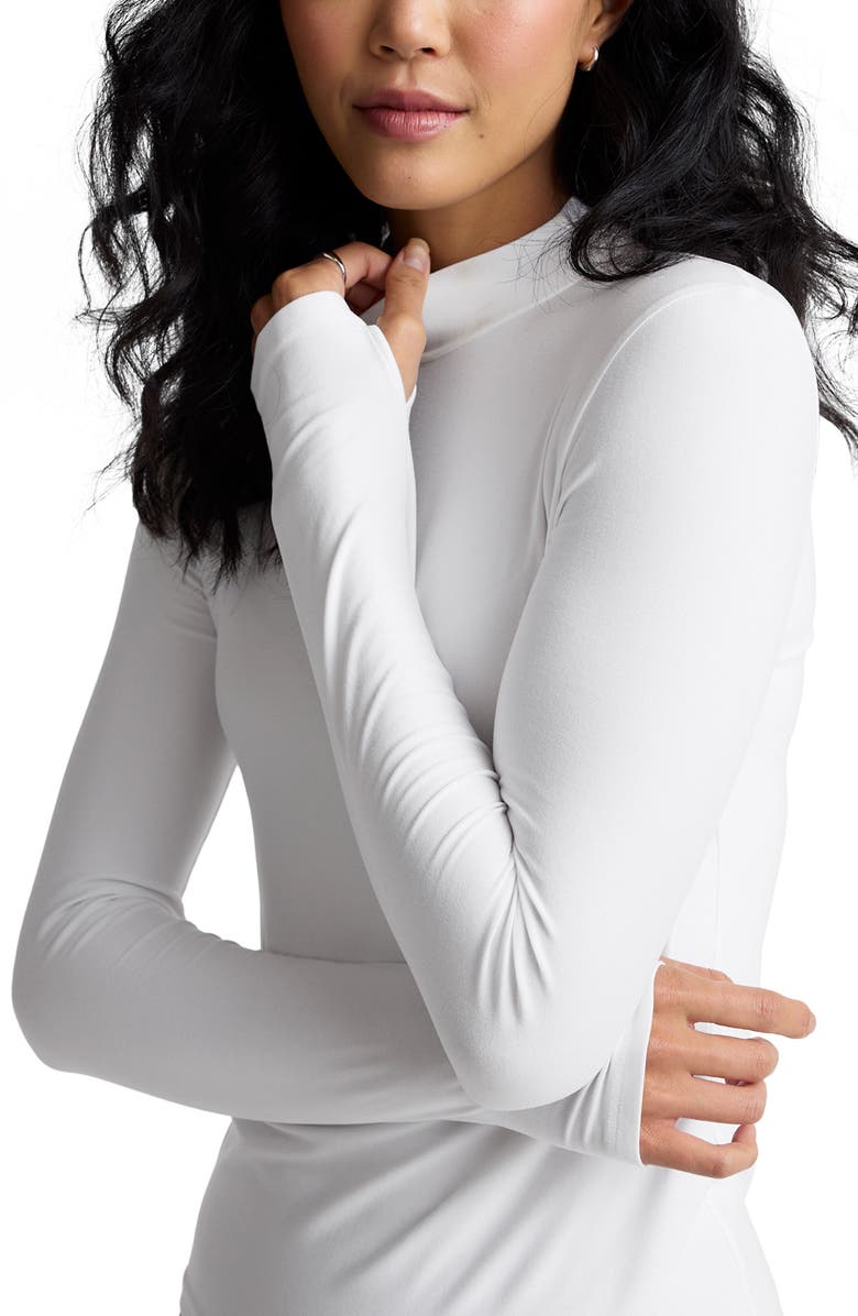 Beyond Yoga Featherweight Mock Neck Long Sleeve Top, Alternate, color, Cloud White
