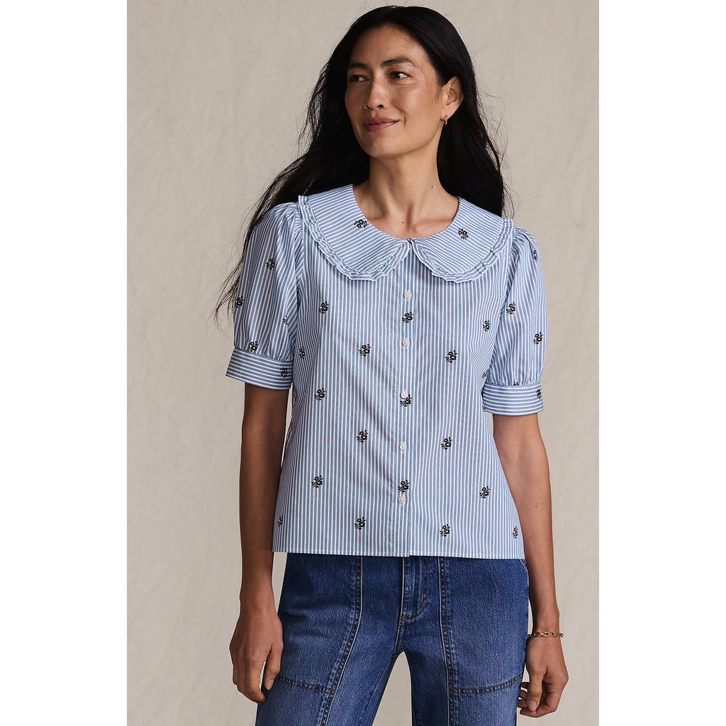 Lands' End Easy Care Puff Sleeve Statement Collar Shirt