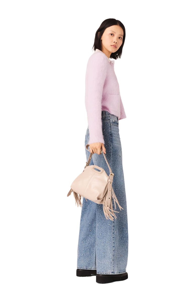 maje Jewelled bow cardigan, Alternate, color, Pink