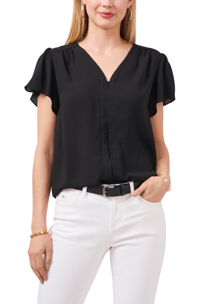 Vince Camuto Flutter Sleeve Blouse, Main, color, 