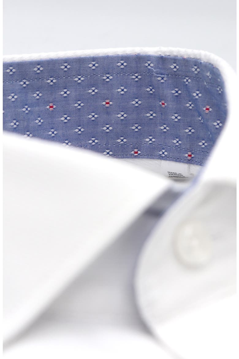 Solid Textured Trim Fit Dress Shirt, Alternate, color, WHITE