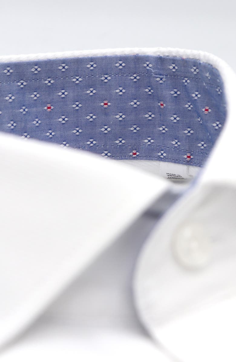 Lorenzo Uomo Solid Textured Trim Fit Dress Shirt, Alternate, color, White