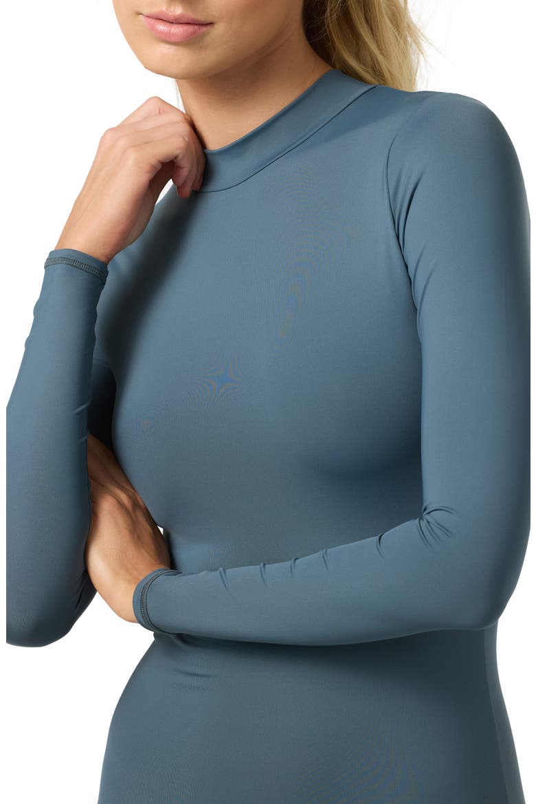 Shadow Bay Performance Surf Long Sleeve One-Piece Rashguard Swimsuit, Alternate, color, SLATE