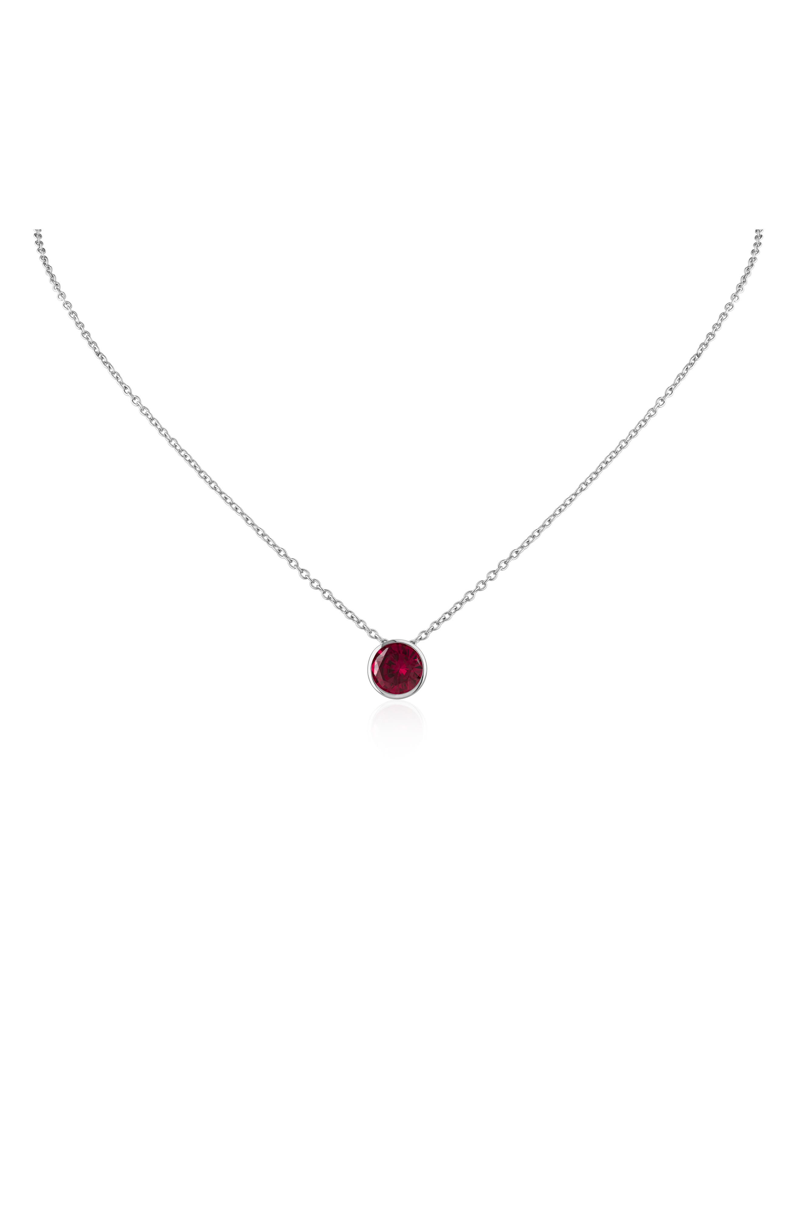 Bezel Birthstone Cubic Zirconia Pendant Necklace