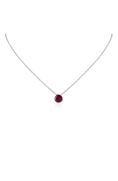 Bezel Birthstone Cubic Zirconia Pendant Necklace