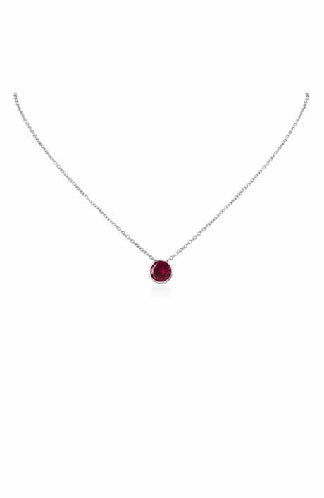 Bezel Birthstone Cubic Zirconia Pendant Necklace