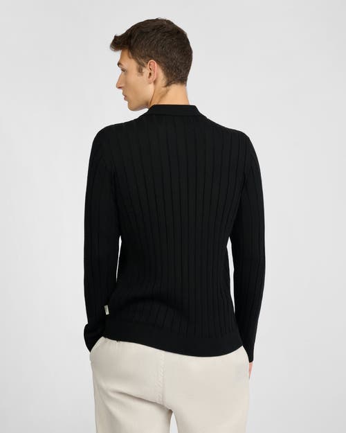 Onia Extra Fine Merino Wool Johnny Collar Polo In Black