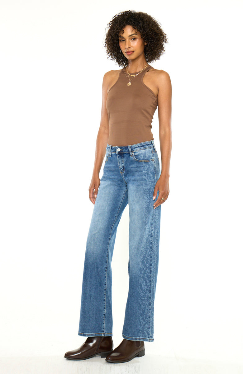 KanCan Angelique Mid Rise Wide Flare Jeans, Alternate, color, Medium Wash