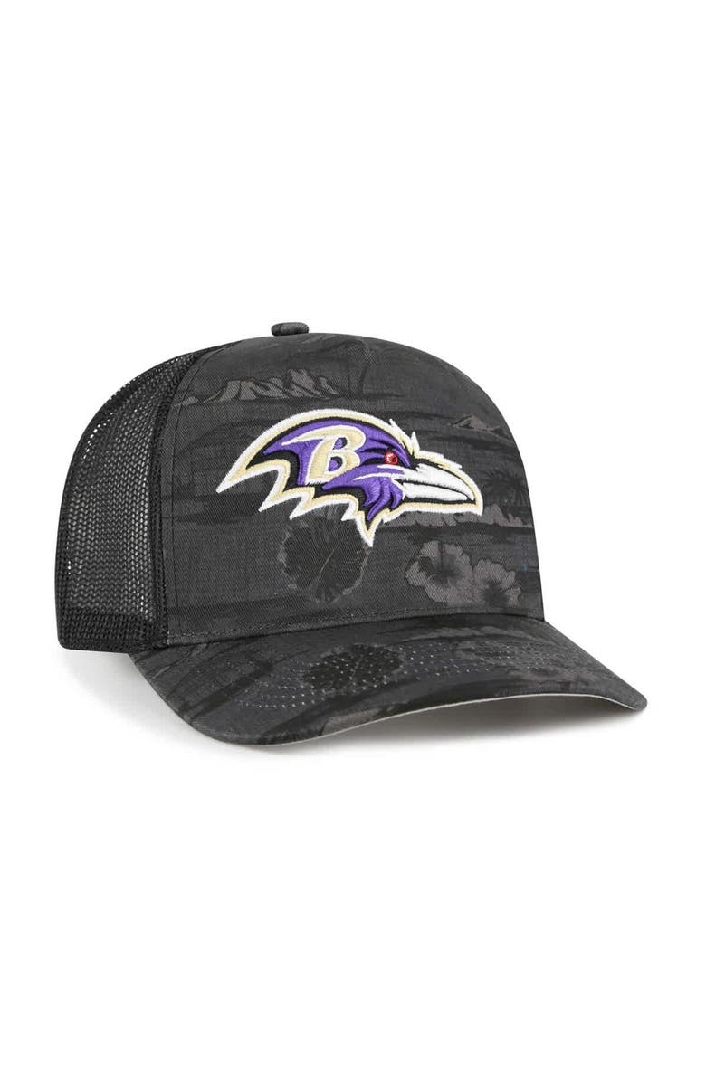 '47 Men's '47 Black Baltimore Ravens Fiji Trucker Adjustable Hat, Alternate, color,