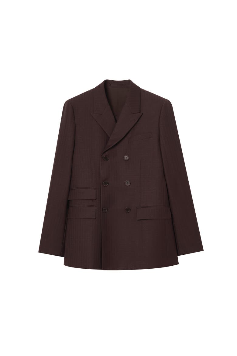 Striped Wool Mohair Tailored Jacket, Alternate, color, Log brown