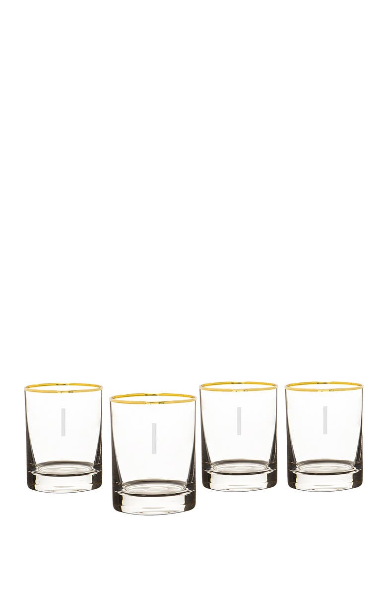 Cathy's Concepts Monogram Set of 4 Double Old Fashioned Glasses - Multiple Letters Available, Alternate, color,