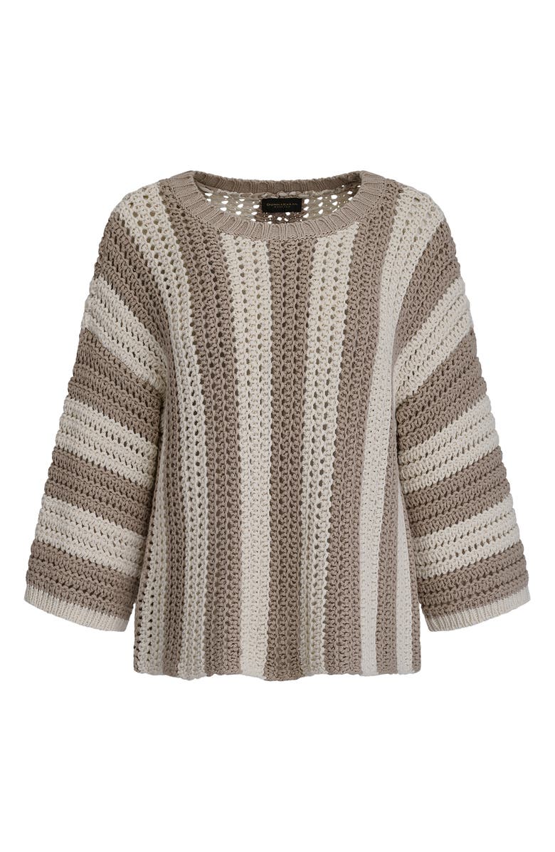 Donna Karan New York Vertical Stripe Open Stitch Cotton Sweater, Alternate, color, Sandstone/