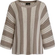 Donna Karan New York Vertical Stripe Open Stitch Cotton Sweater
