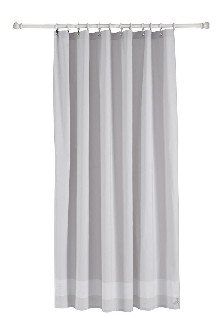 Herringbone Cotton Shower Curtain, Main, color, SILVER
