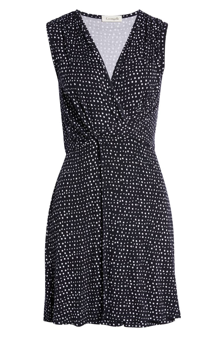 Abstract Dot Print Twist Knit Dress, Alternate, color, DARK NAVY
