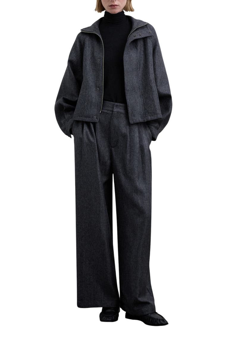 Herringbone Pleated Trousers, Alternate, color, Grey