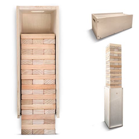 Premium Giant Tower Game w/ Straightener, Table, & Box