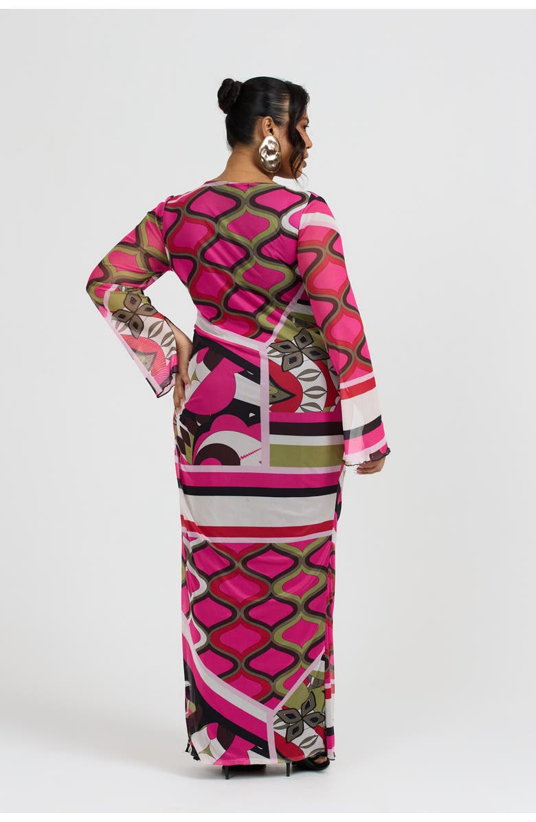FASHION-SZN CURVE Bold Abstract Print Maxi Dress, Alternate, color, Pink