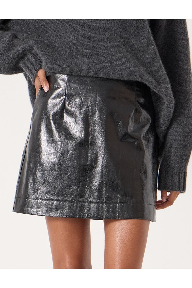 Crackle Patent Mini Skirt, Main, color, Black