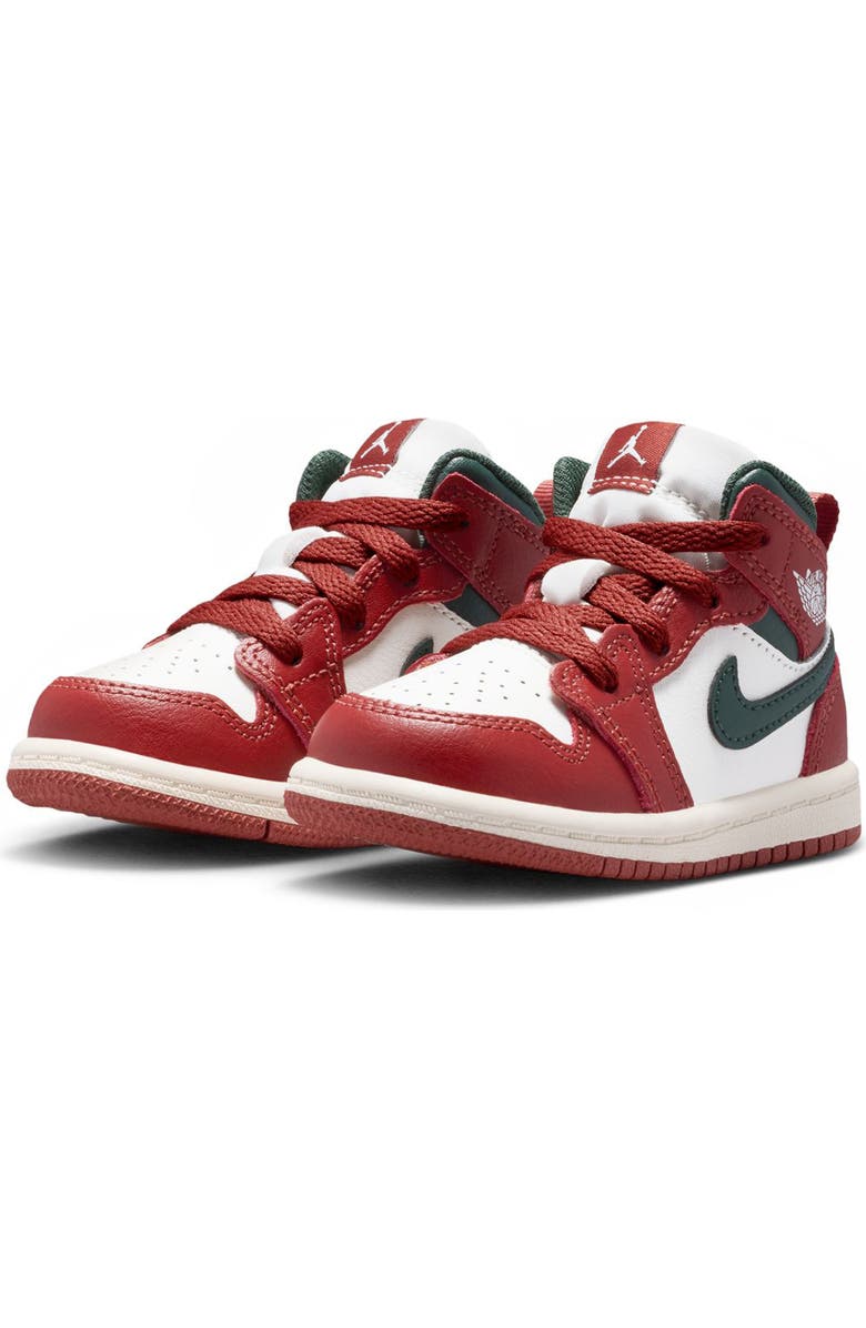 Nike Kids' Air Jordan 1 Mid Sneaker, Main, color, Sail/ Green/ Pure Platinum