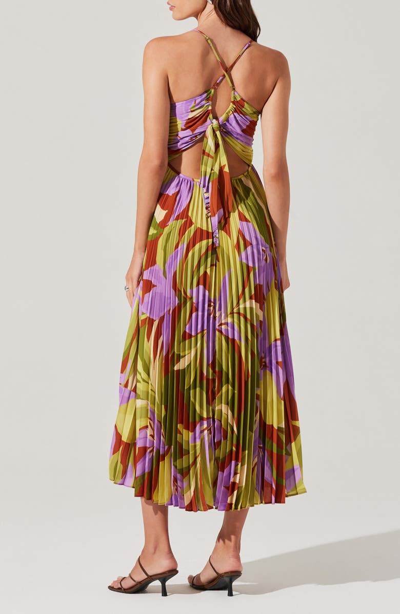 ASTR the Label Blythe Pleated Maxi Dress, Alternate, color, Green Rust Floral