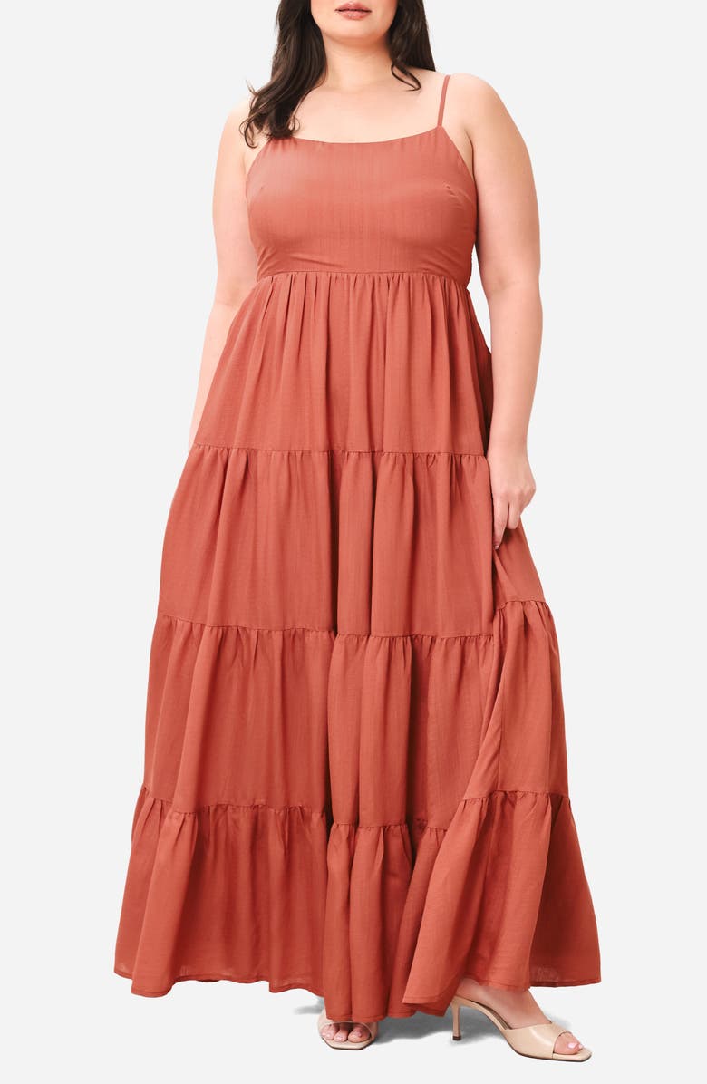 FLYING TOMATO Sleeveless Maxi Dress, Main, color, Bronze
