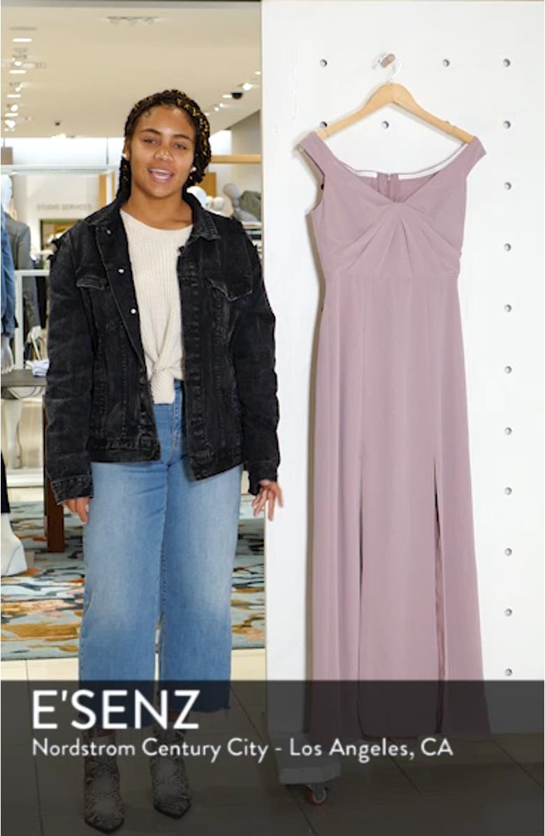 Off the Shoulder Chiffon A-Line Gown, sales video thumbnail