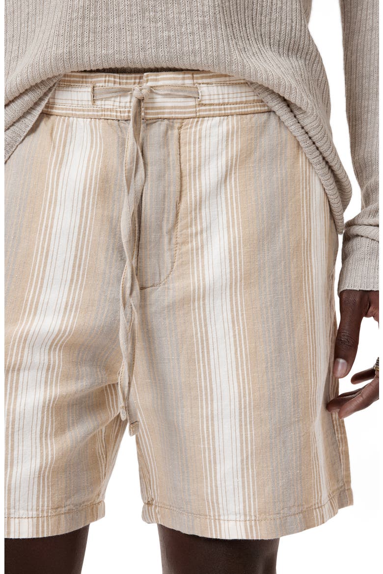 Stripe Cotton & Hemp Drawstring Shorts, Alternate, color, CHALK