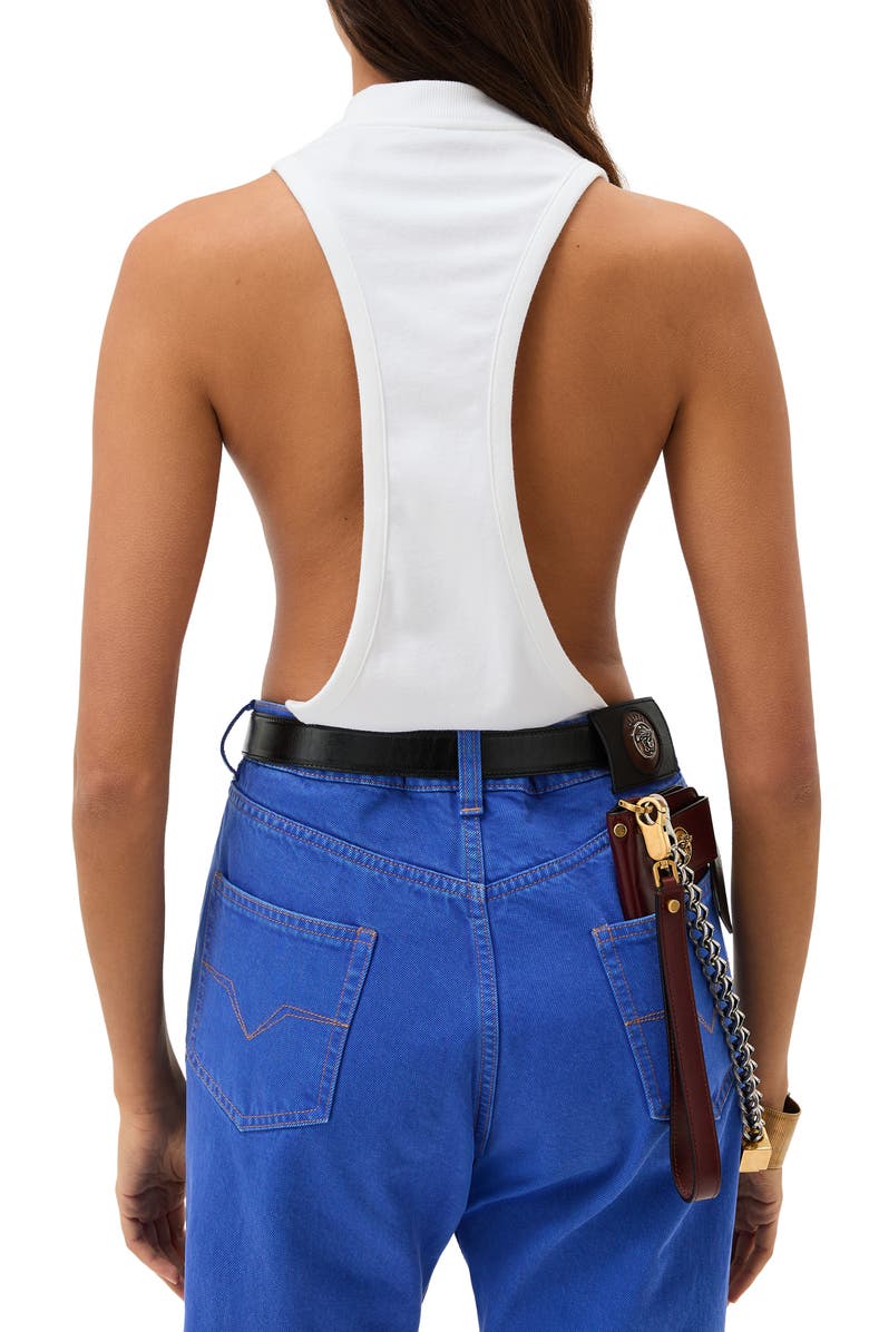 Versace Stretch Cotton Tank, Alternate, color, Optical White