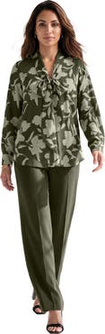 Roaman's Long Sleeve Bow Blouse
