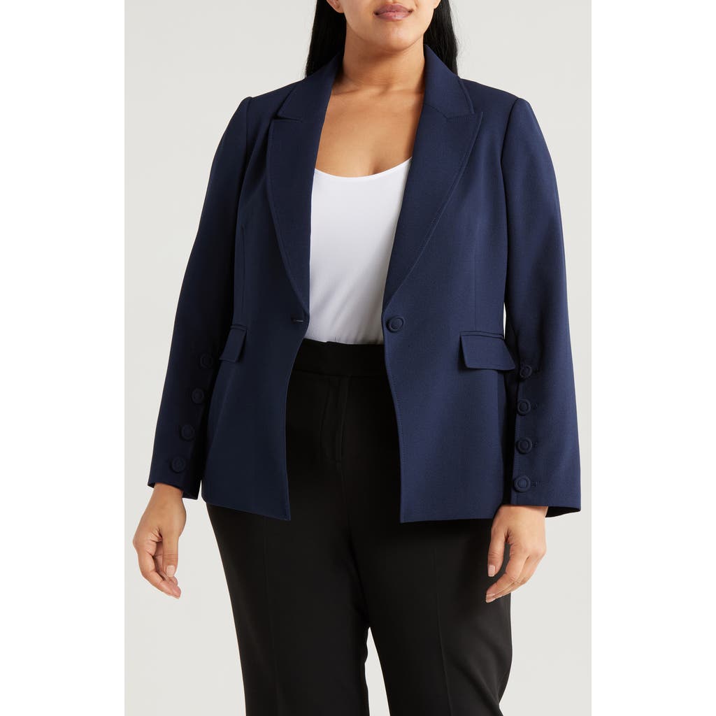Tahari Asl One-button Blazer In Blue