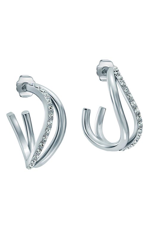 Ted Baker Large Wayva Pavé Crystal Hoop Earrings In Metallic