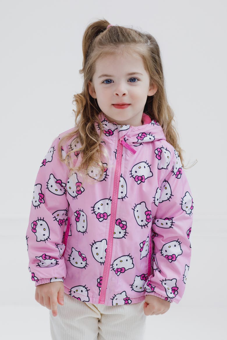Hooded Rain Jacket, Alternate, color, Hello Kitty Pink