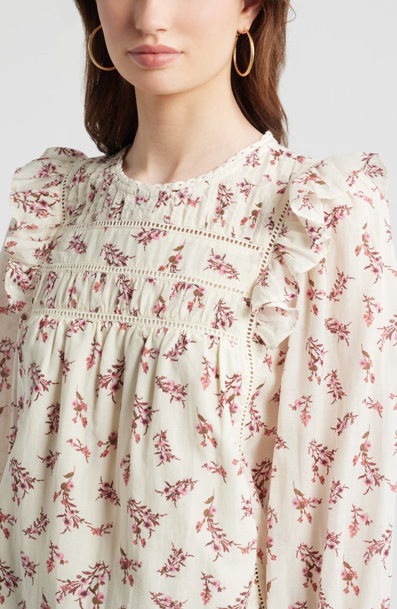 Treasure & Bond Ladder Cutout Cotton Top, Alternate, color, Ivory- Pink Posy Floral